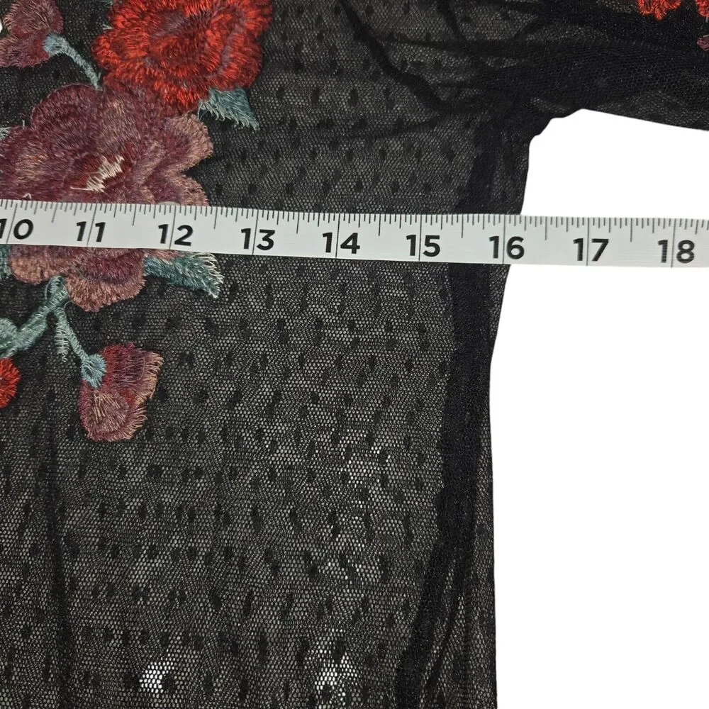 American Eagle Womens Small‎ Top Sheer Floral Embroidered Romantic Goth Cover Up